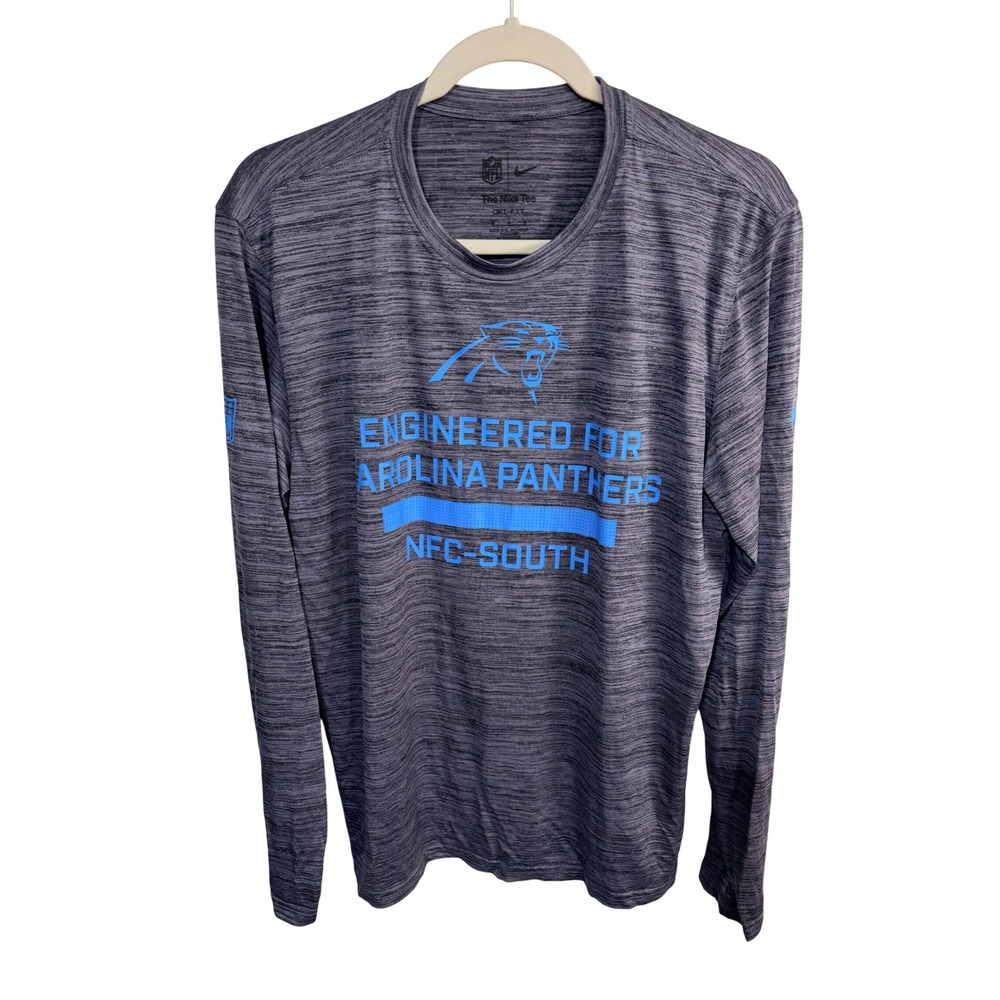 Nike Carolina Panthers NFL Long Sleeve Dri-FIT Shirt Men's M Gray Football New
